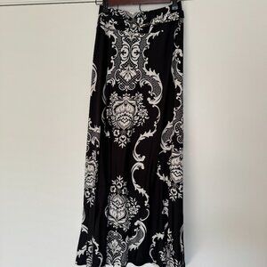 Robert Louis Bohemian Floral Maxi Skirt Silver Horsebit Waist Detail Size S Y2K